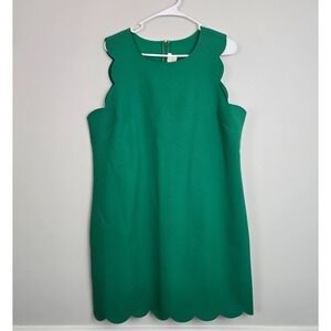 NWT‎ J.Crew Womens Kelly Green Scalloped Sheath Dress Sz 16 Party cocktail chic